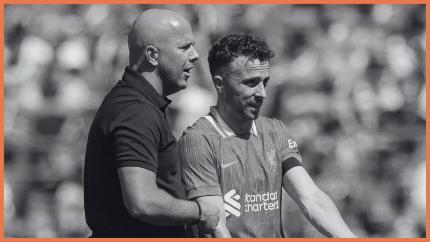 Diogo Jota and Arne Slot