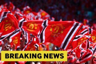 Man United fans with flags