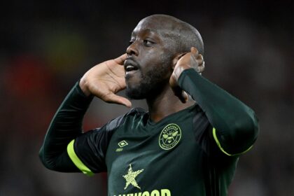 Yoane Wissa celebrates a goal for Brentford