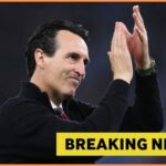 Unai Emery applauding the Aston Villa fans