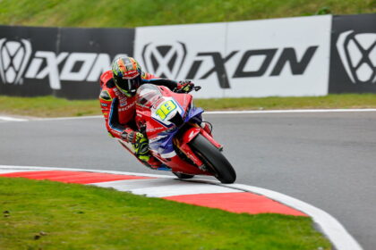 Andrew Irwin praises Honda for "transforming" Honda on the Cadwell Park podium.