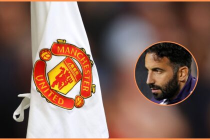 Ruben Amorim and the Manchester United logo