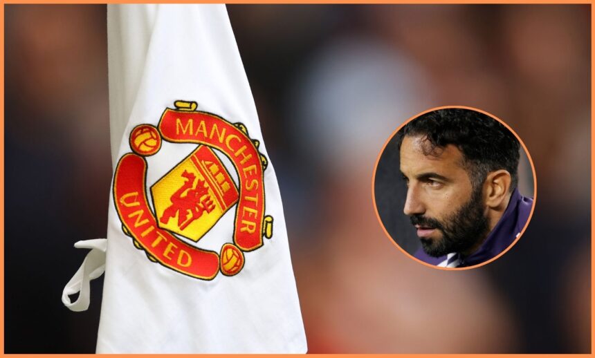 Ruben Amorim and the Manchester United logo