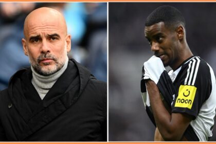 Pep Guardiola and Alexander Isak