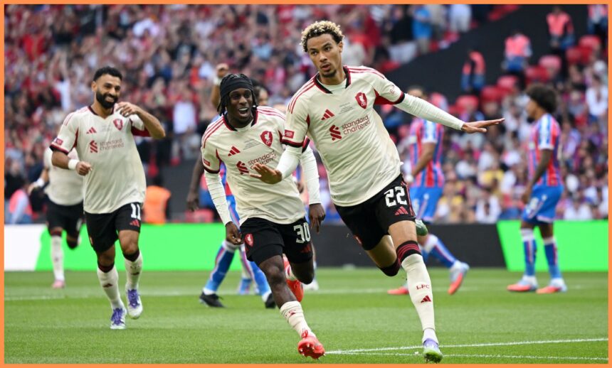 Hugo Ekitike celebrates scoring for Liverpool against Crystal Palace