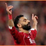 Mohamed Salah celebrates scoring for Liverpool vs Bournemouth