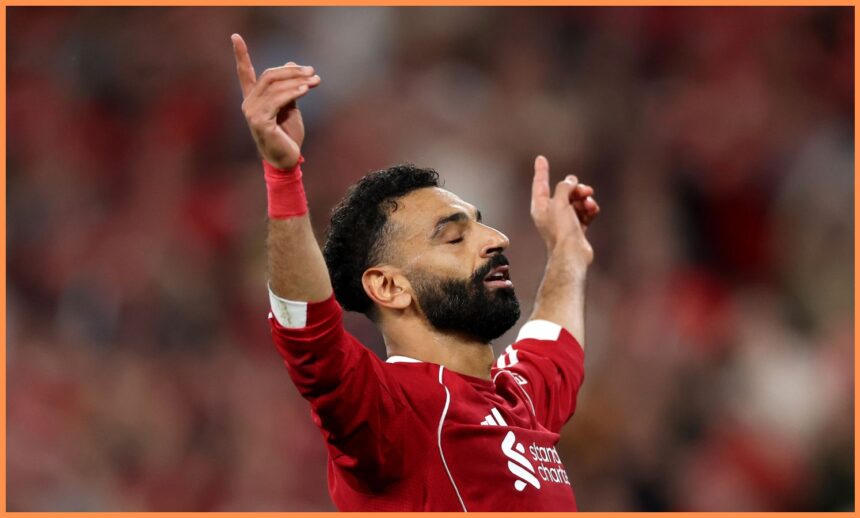Mohamed Salah celebrates scoring for Liverpool vs Bournemouth