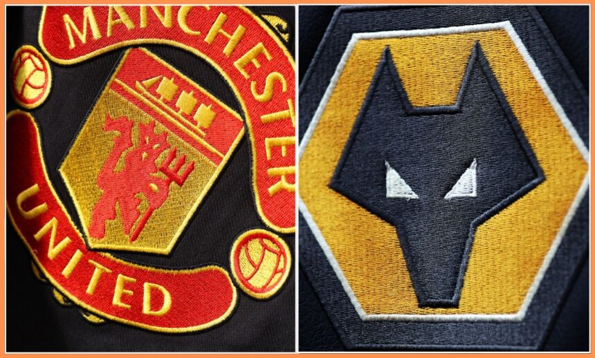 Man United and Wolves club logos