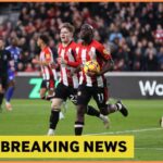Yoane Wissa celebrates scoring for Brentford, plus yellow
