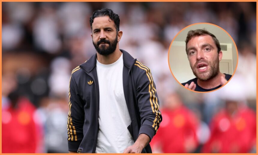 Ruben Amorim of Manchester United and Fabrizio Romano