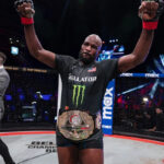 Corey Anderson celebrates Bellator title win