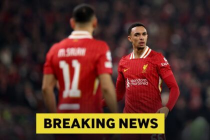 Mohamed Salah and Trent Alexander-Arnold of Liverpool