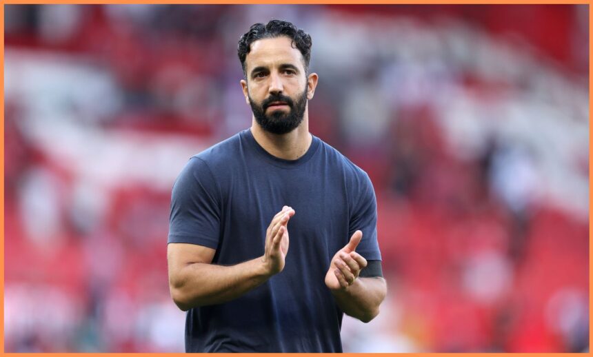 Manchester United head coach Ruben Amorim claps his hands.
