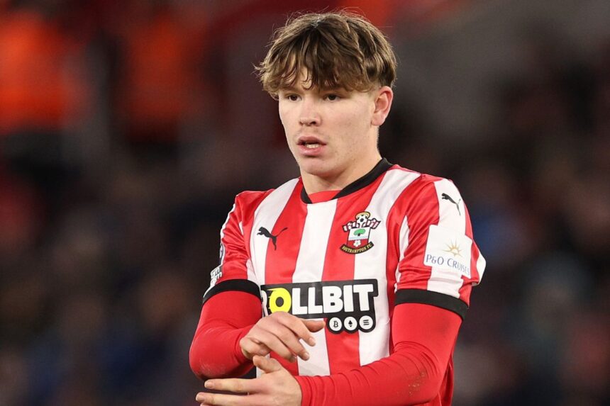 Tyler Dibling of Southampton looks on during the Premier League match between Southampton FC and Brentford