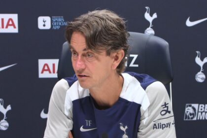 Thomas Frank speaking at his press conference