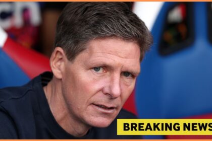 Oliver Glasner looks on during a Crystal Palace game last season