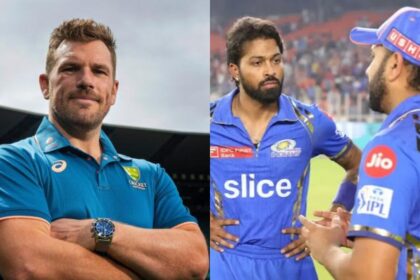 Aaron Finch, Hardik Pandya and Rohit Sharma
