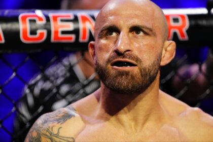 Alexander Volkanovski enters the Octagon for his fight against Diego Lopes at UFC 314