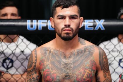 Anthony Hernandez stares down opponent Roman Dolidze in the Octagon