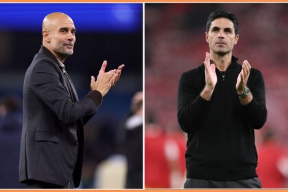 Pep Guardiola and Mikel Arteta applauding