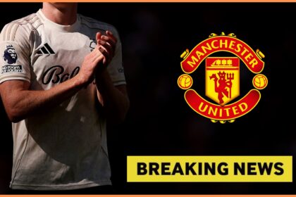 Elliot Anderson of Nottingham Forest, Man United logo, and