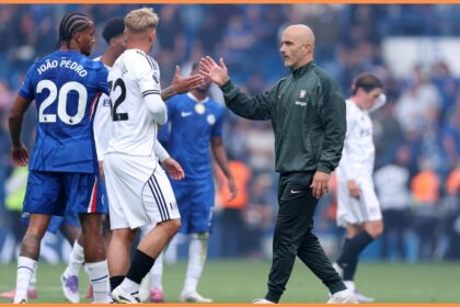 Enzo Maresca with Chelsea forward Joao Pedro