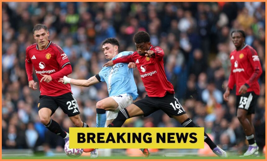 Manuel Ugarte in action for Manchester United against Manchester City
