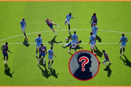 Adam Wharton takes a shot for Crystal Palace against Manchester City in the FA Cup final