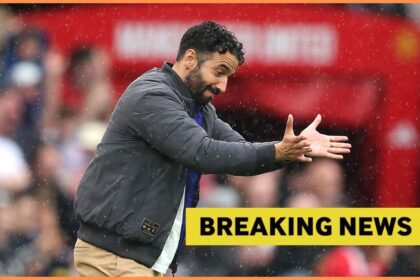 Man United manager Ruben Amorim gestures during the Burnley game