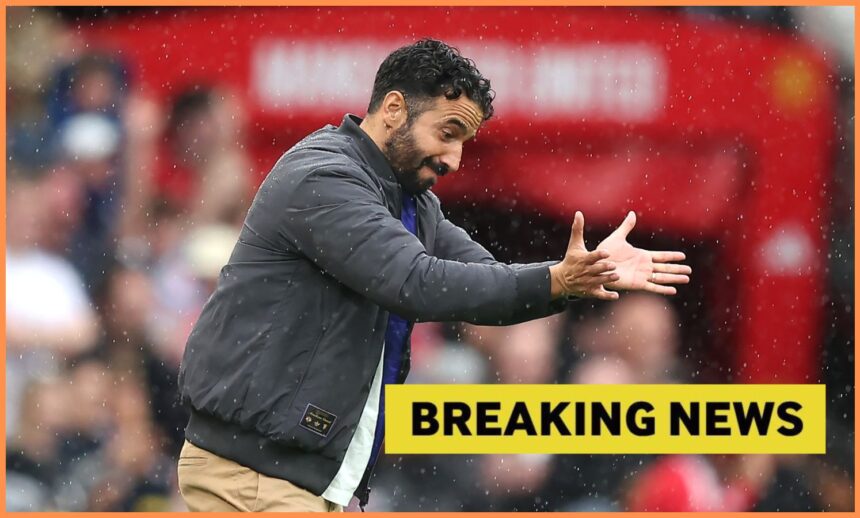 Man United manager Ruben Amorim gestures during the Burnley game