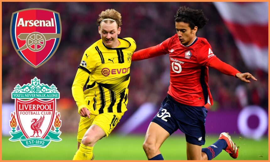 Ayyoub Bouaddi in action for Lille against Borussia Dortmund