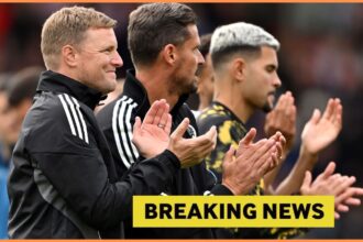 Eddie Howe applauds the Newcastle United fans