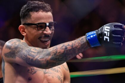 Carlos Prates celebrates after knocking out Geoff Neal at UFC 319