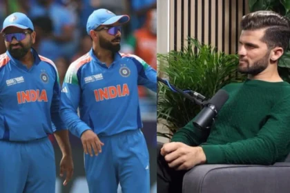 Virat Kohli, Rohit Sharma and Shaheen Afridi