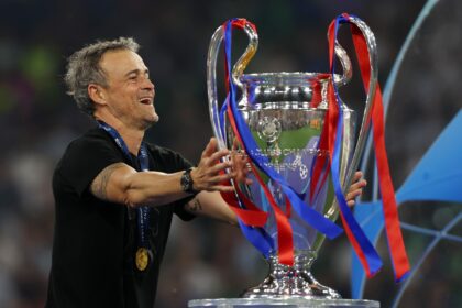 Luis Enrique with the Champions League trophy
