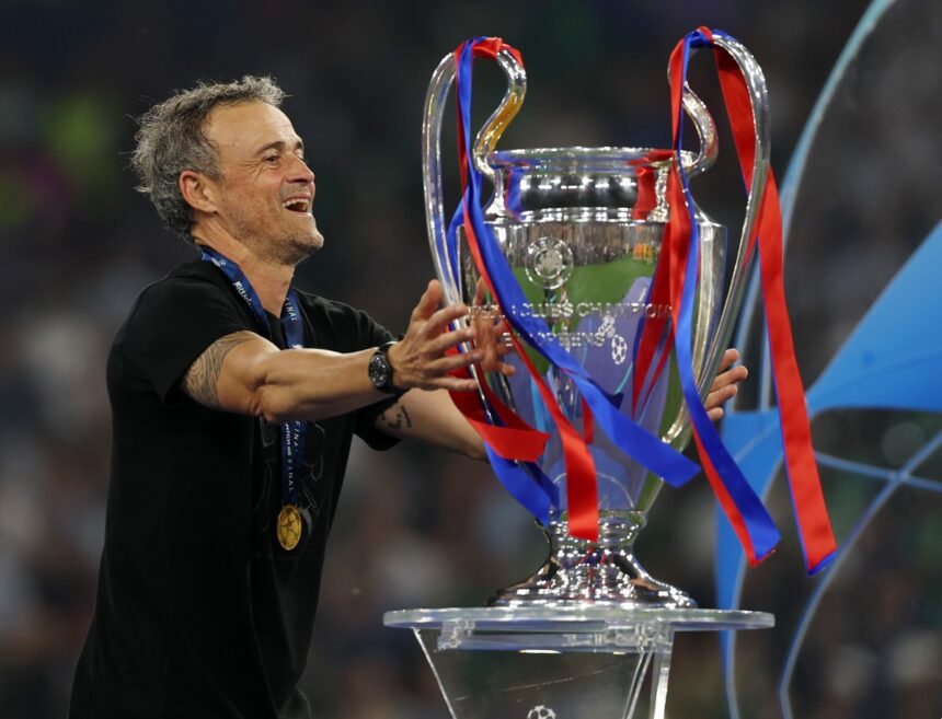 Luis Enrique with the Champions League trophy