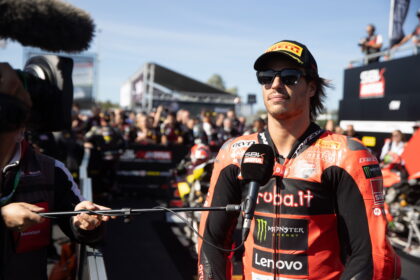 Nicolo Bulega, 2025 French WorldSBK, parc ferme. Credit: Gold and Goose.