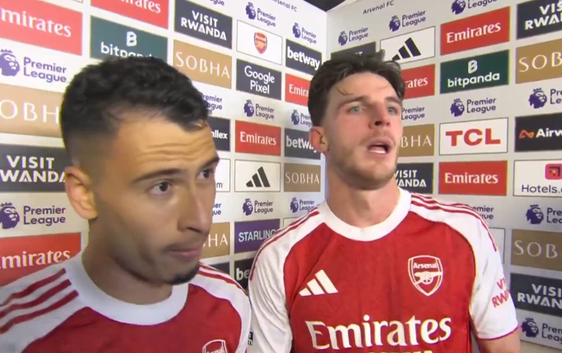 Arsenal midfielder Declan Rice praises Gabriel Martinelli's shock from the bench at Manchester City Draw (video)