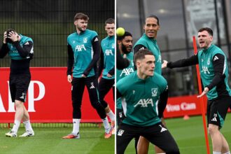 Split image of Andy Robertson during Liverpool