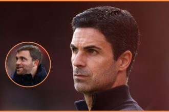 Arsenal manager Mikel Arteta and journalist Fabrizio Romano