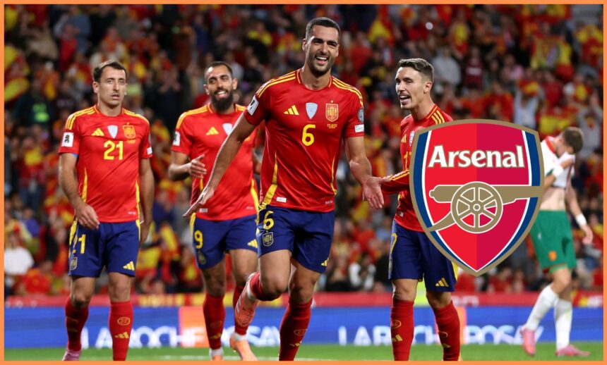 Mikel Merino celebrates during Spain