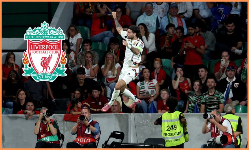 Dominik Szoboszlai celebrates a goal for Hungary