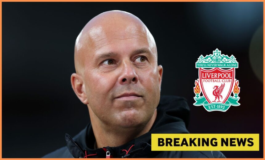 Arne Slot, Liverpool FC logo, and