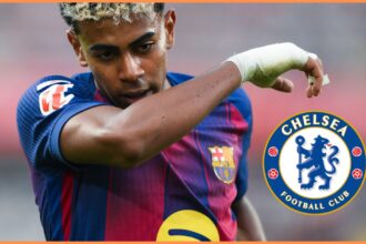 Lamine Yamal and the Chelsea FC logo