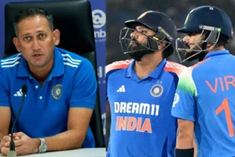 Ajit Agarkar, Rohit Sharma and Virat Kohli