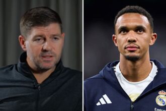 Split image of Steven Gerrard and Trent Alexander-Arnold
