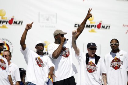 The 2006 Miami Heat celebrate their championship.
