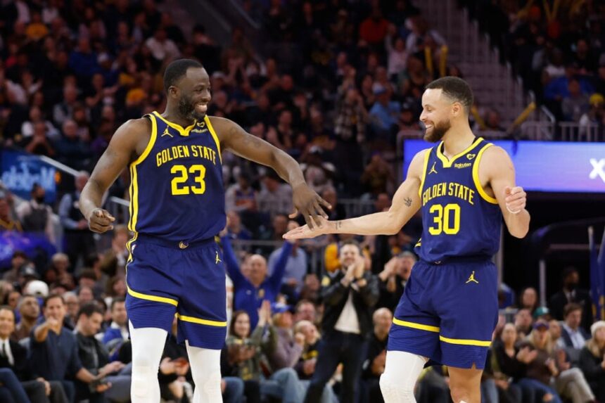 Stephen Curry and Draymond Green of the Golden State Warriors.