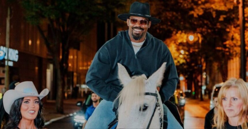 Jon Jones Trolls Tom Aspinall By Riding a Horse with an Eye Patch Following UFC 321 Eye Poke Controversy