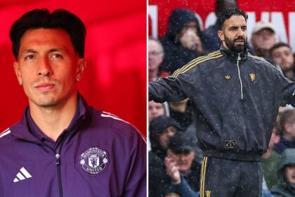 Split image of Manchester United defender Lisandro Martinez and Ruben Amorim